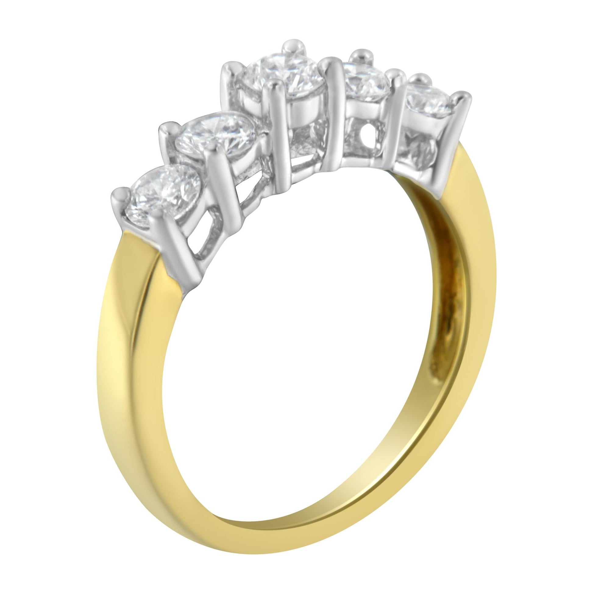 14KT Two Toned Gold 5 Stone Diamond Ring (1 cttw, H-I Color, SI1-SI2 Clarity)-3