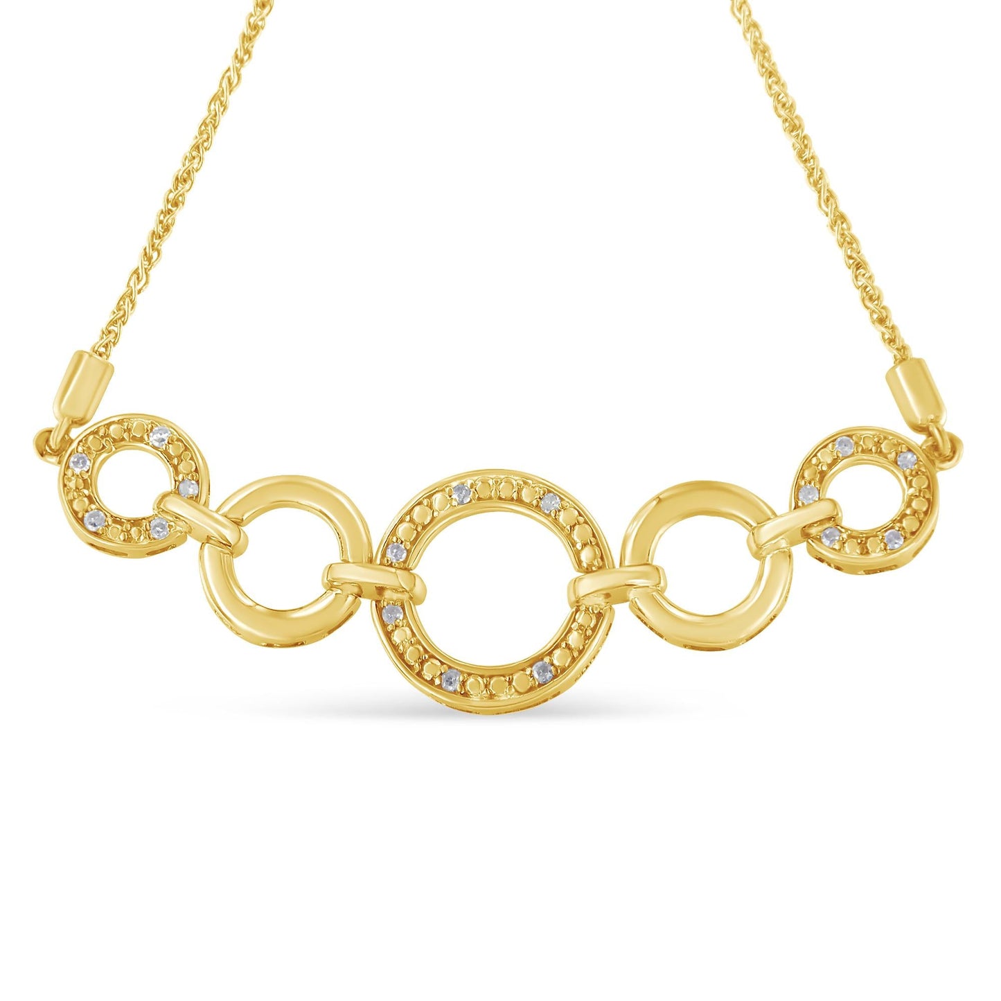 10K Yellow Gold over .925 Sterling Silver Diamond Accented Graduated Infinity Open Circle 6”-9” Adjustable Bolo Bracelet (H-I Color, I2-I3 Clarity)-3