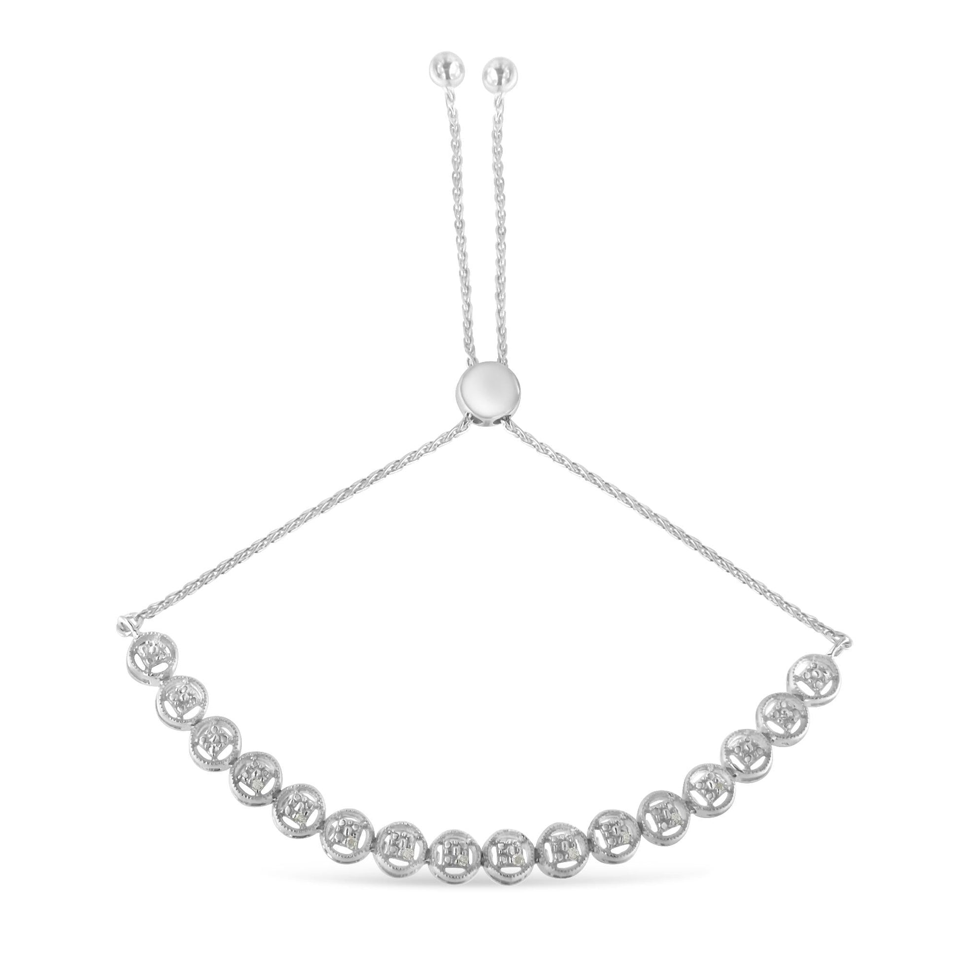 Sterling Silver Diamond Bolo Bracelet (0.1 cttw, I-J Color, I3 Clarity)-3