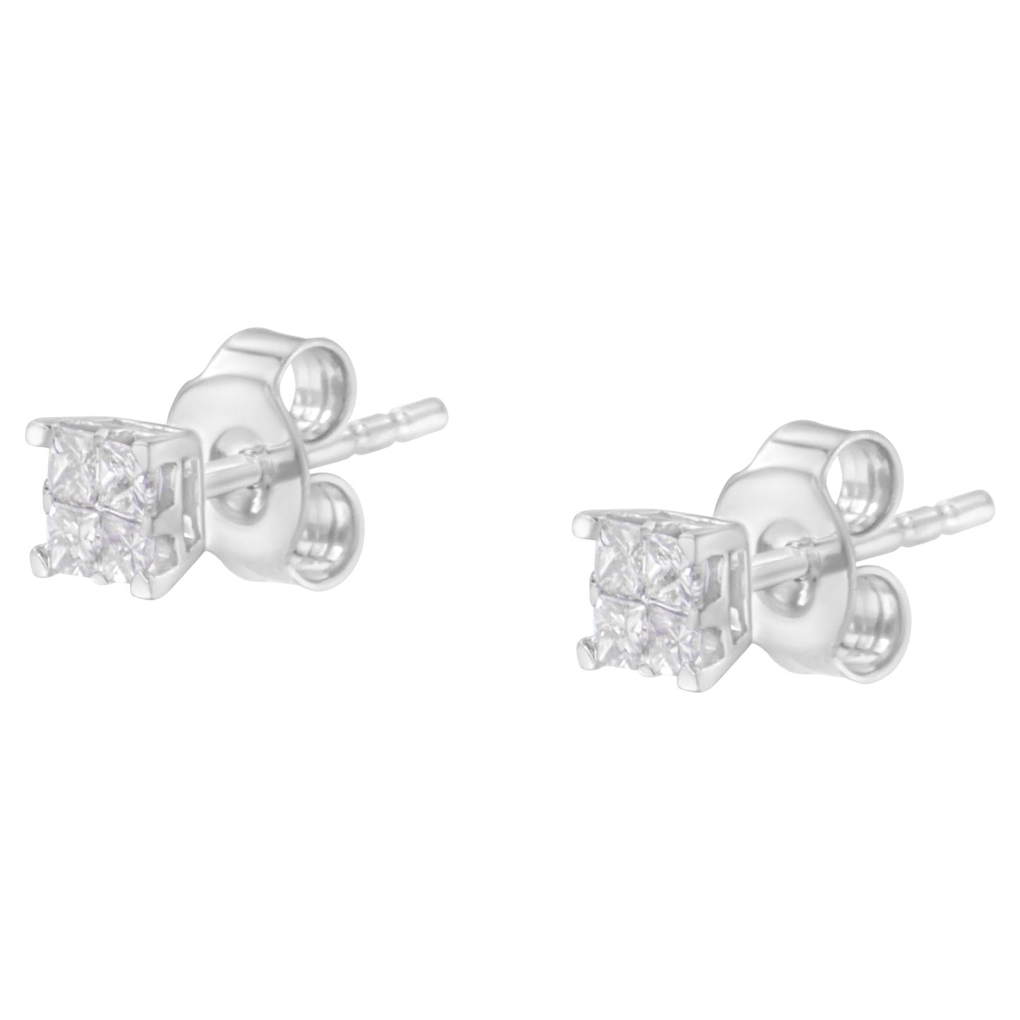10KT White Gold Diamond Composite Stud Earring (1/4 cttw, H-I Color, I1-I2 Clarity)-3