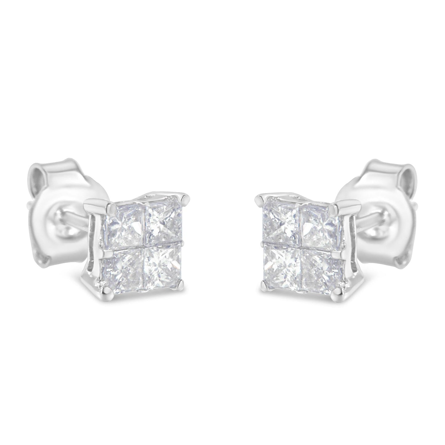 10K White Gold Diamond Stud Earrings (3/4 cttw, H-I Color, SI2-I1 Clarity)-3