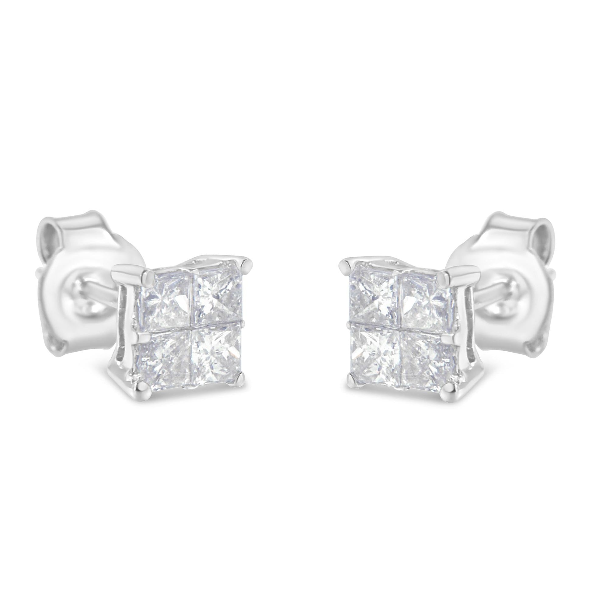 10K White Gold Diamond Stud Earrings (3/4 cttw, H-I Color, SI2-I1 Clarity)-3