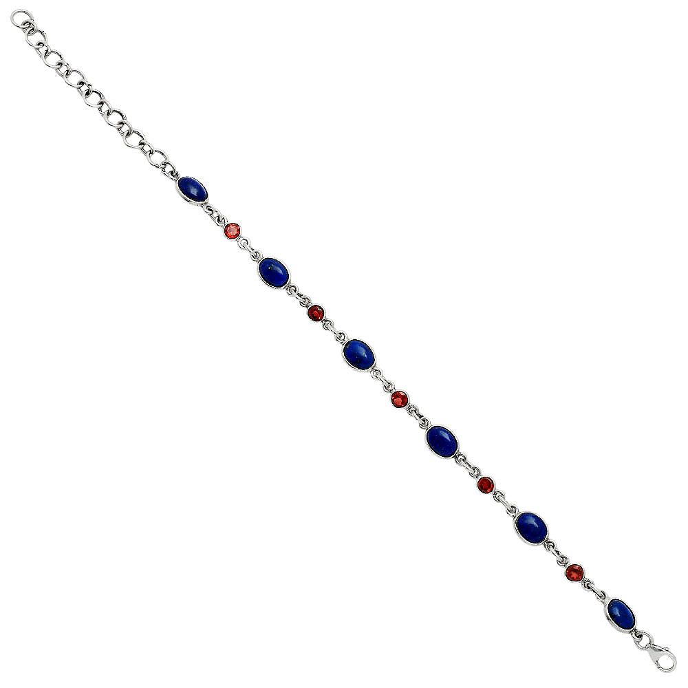 Premium Quality Lapis Lazuli - Afghanistan & Garnet Bracelet B-1006 42-EB10494-2