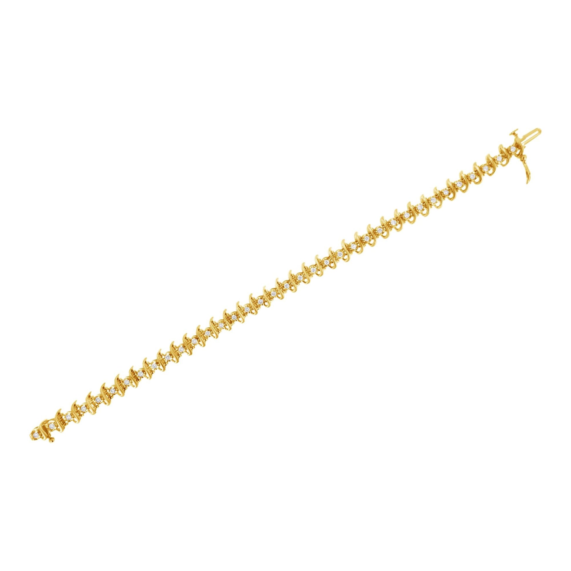 10KT Yellow Gold Plated .925 Sterling Silver 1 cttw Prong-Set Diamond Link Bracelet (J-K, I1-I2) - 7.5"-4