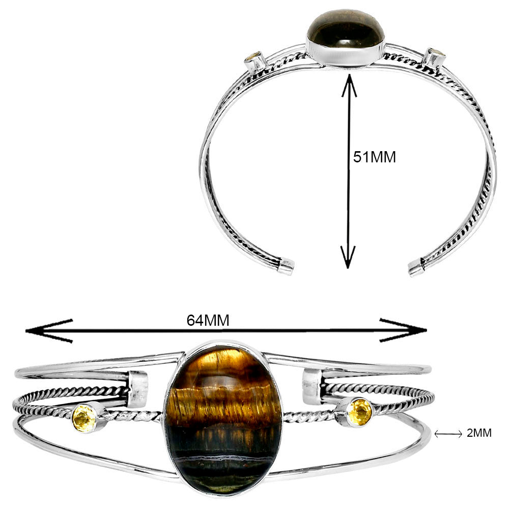 Premium Blue Tiger Eye & Citrine Cuff Bangle Bracelet B-1011 51-EB10539-2
