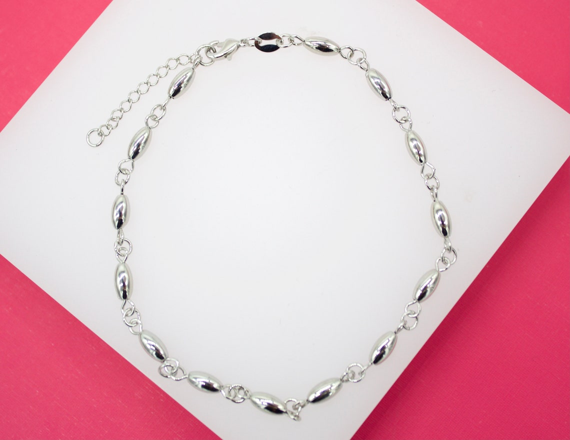 18K Gold Filled Oval Bead Beaded Anklet (E180)-2