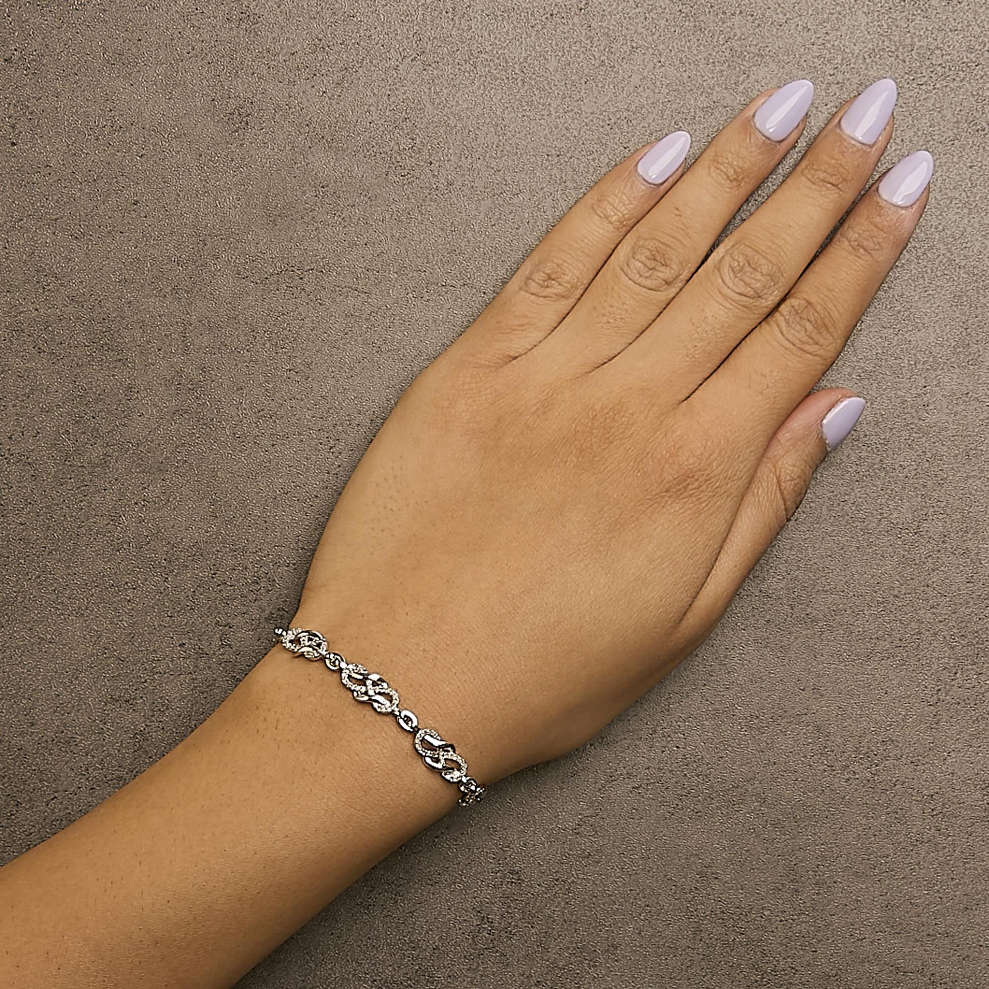 .925 Sterling Silver 1.0 Cttw Diamond Infinity Loop and Swirl Link Bracelet (I-J Color, I2-I3 Clarity) - 7.25" Inches-3