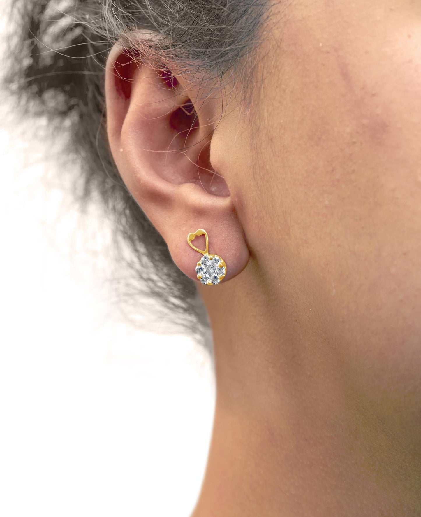 14K Yellow Gold 1ct. TDW Round-cut Diamond Earrings (I-J,SI2-I1)-3