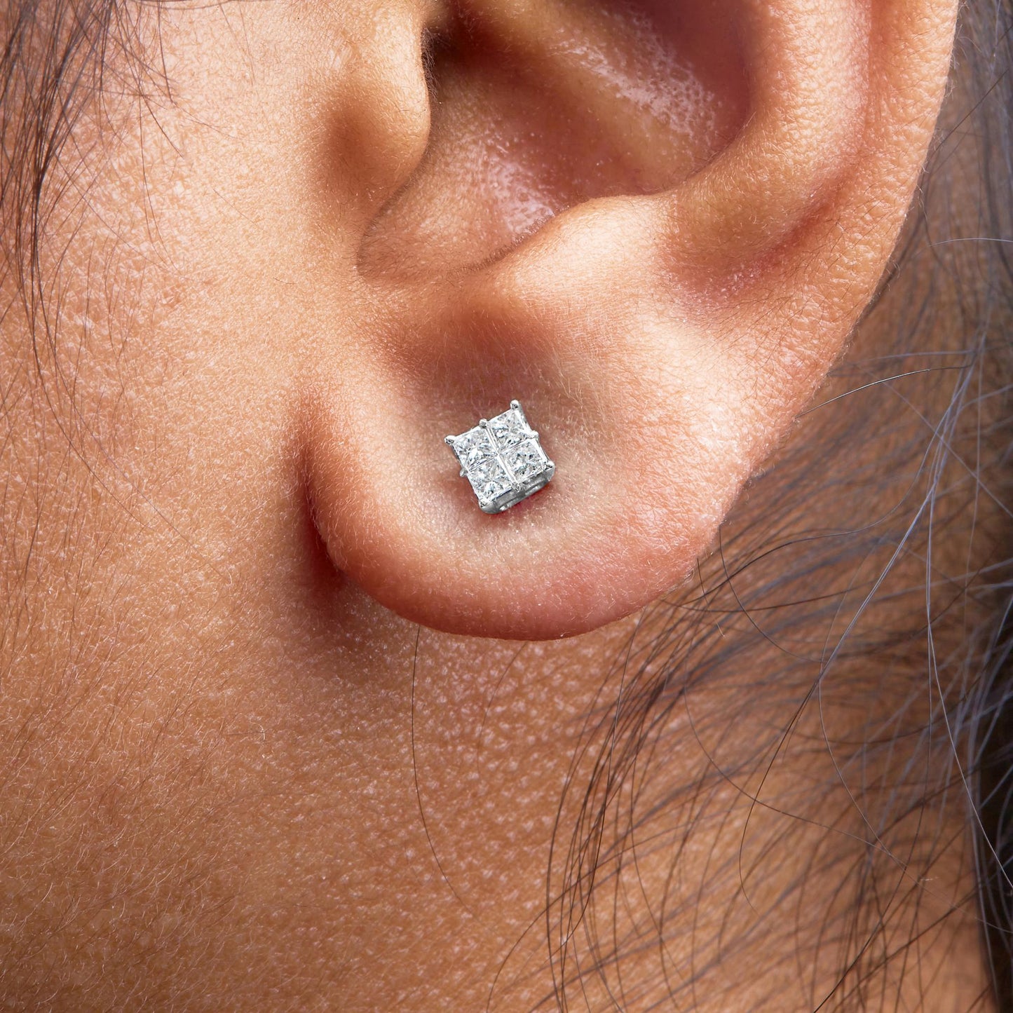 10KT White Gold Diamond Composite Stud Earring (1/4 cttw, H-I Color, I1-I2 Clarity)-4