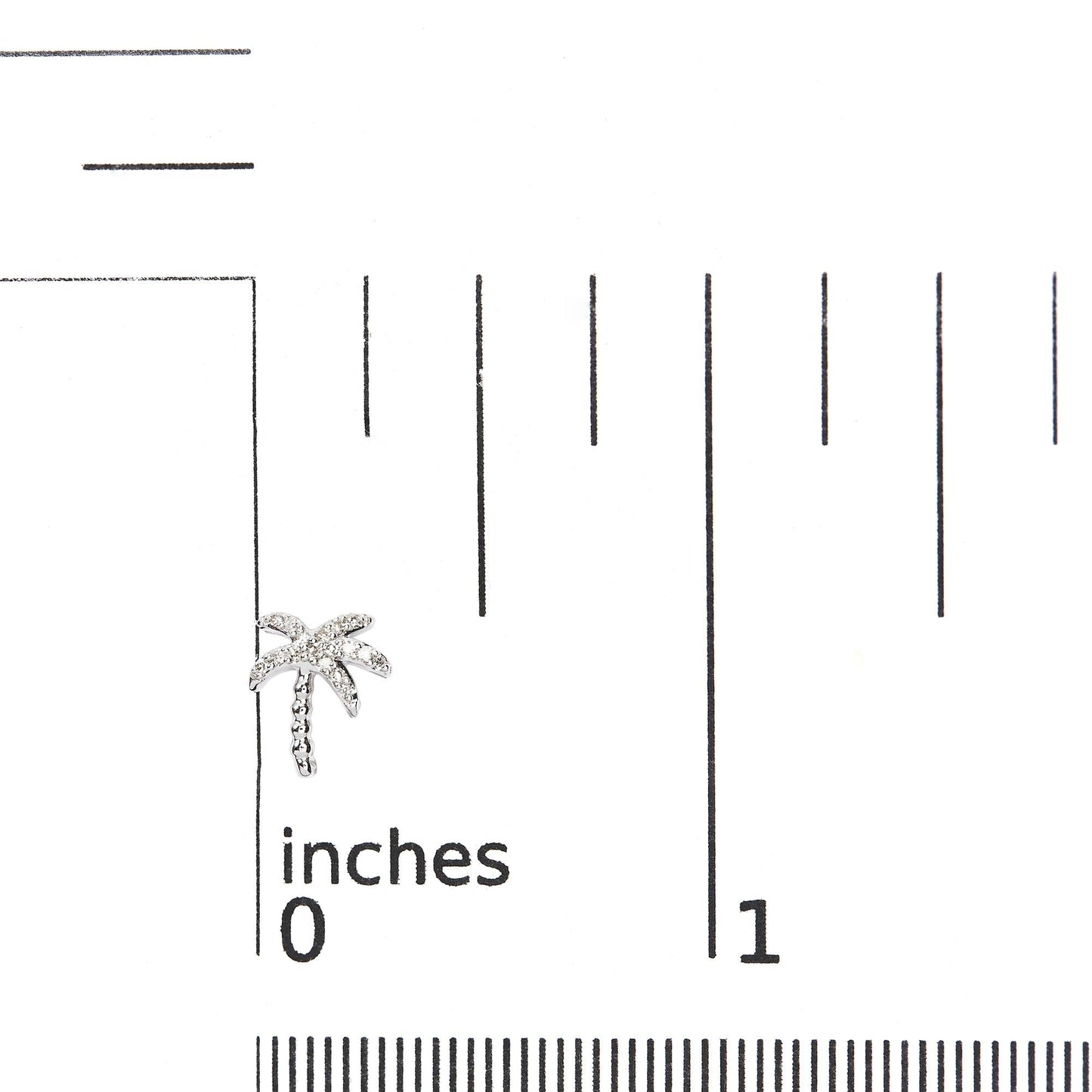 10K White Gold 1/10 Cttw Diamond  Encrusted Palm Tree Stud Earrings (H-I Color, I1-I2 Clarity)-4