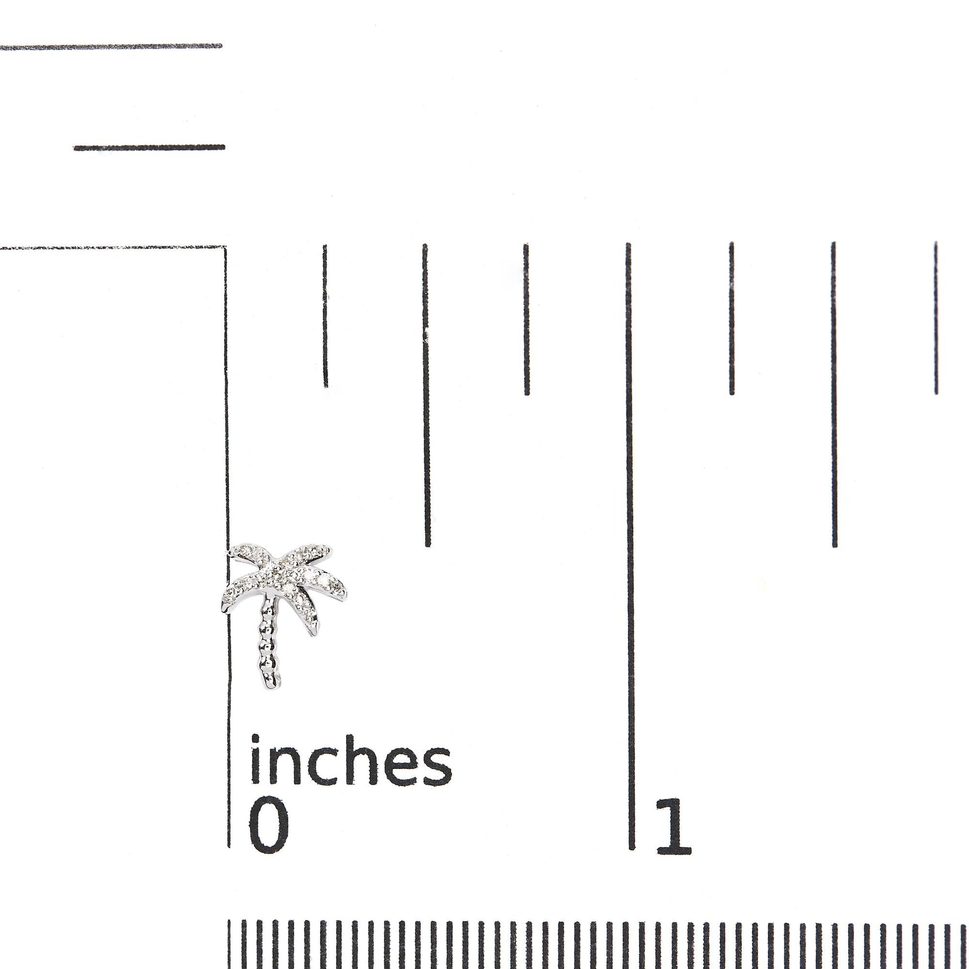 10K White Gold 1/10 Cttw Diamond  Encrusted Palm Tree Stud Earrings (H-I Color, I1-I2 Clarity)-4