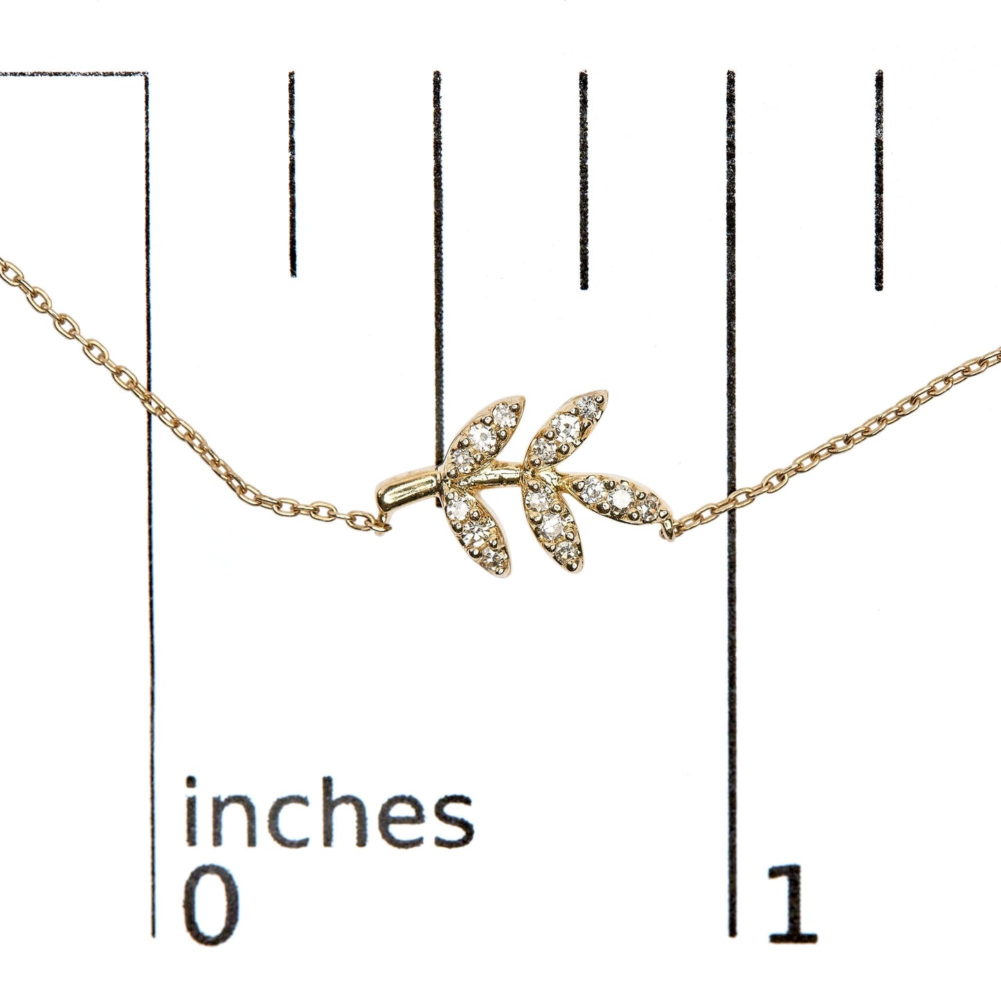 10K Yellow Gold 1/10 Cttw Diamond Leaf and Branch 18" Pendant Necklace (H-I Color, I1-I2 Clarity)-4