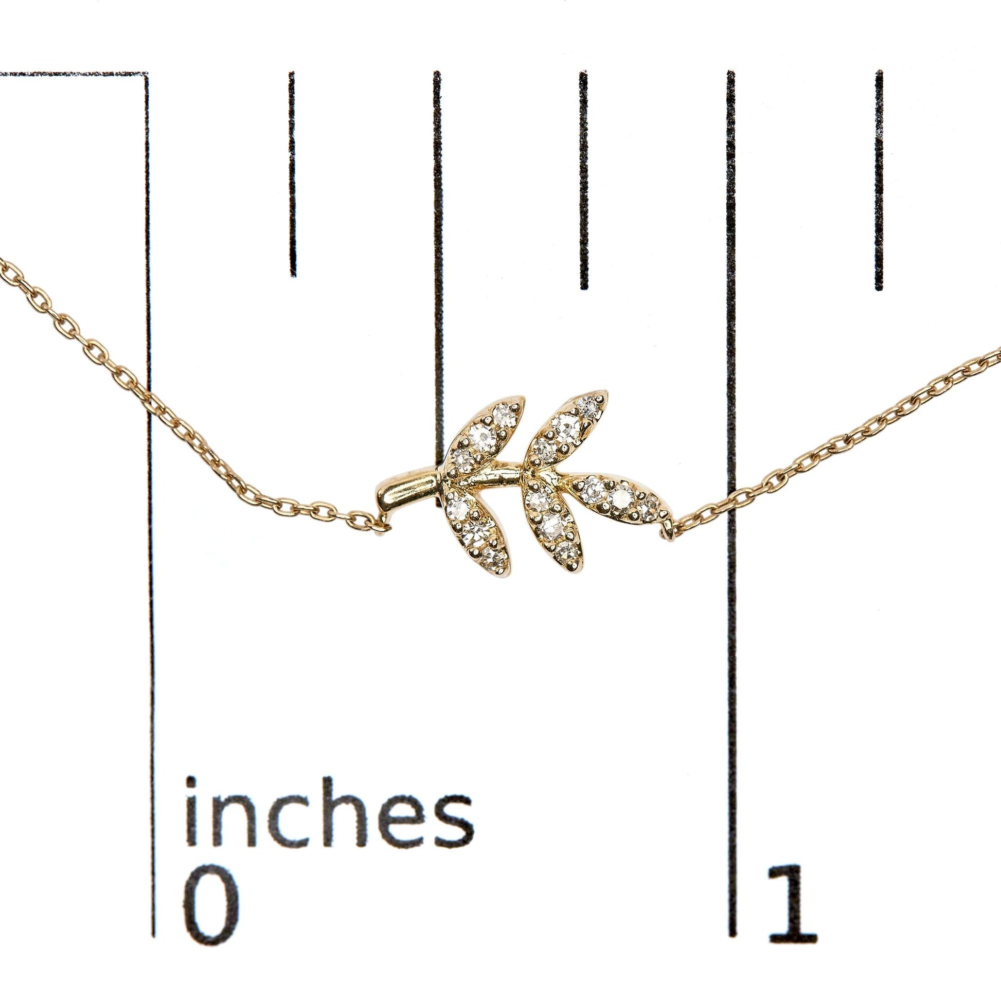 10K Yellow Gold 1/10 Cttw Diamond Leaf and Branch 18" Pendant Necklace (H-I Color, I1-I2 Clarity)-4