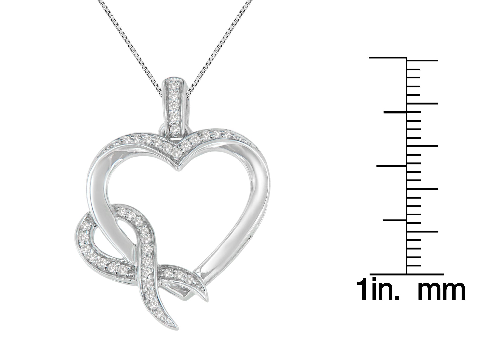 .925 Sterling Silver 1/6 cttw Diamond Heart Pendant Necklace (H-I, I1-I2)-3
