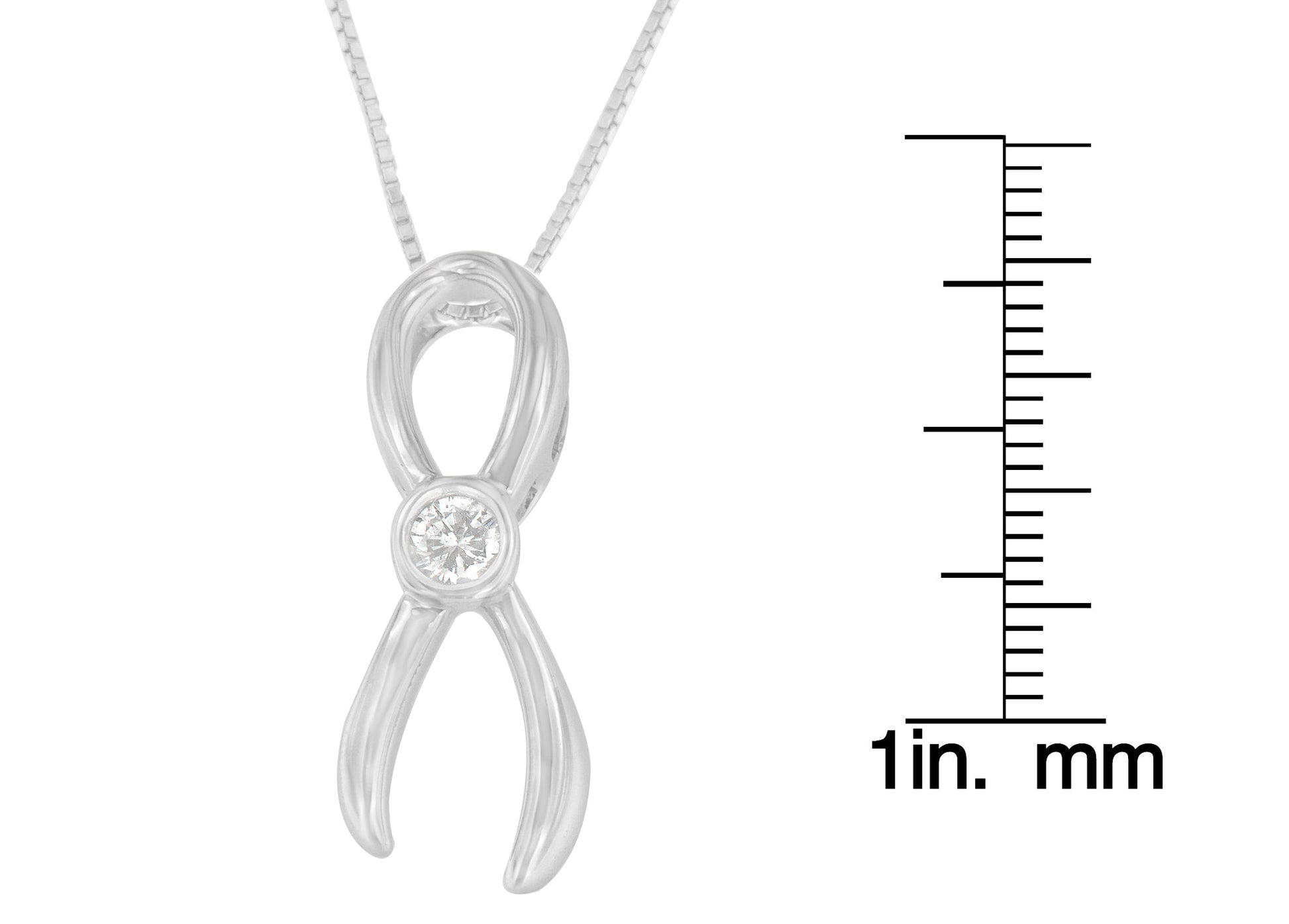 .925 Sterling Silver 1/10 cttw Diamond Ribbon Pendant Necklace (H-I, I1-I2)-3