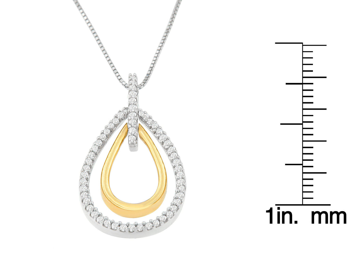 14K Two-Tone Gold Round Cut Diamond Double Burst Pendant Necklace (1/4 cttw, H-I Color, SI2-I1 Clarity)-4