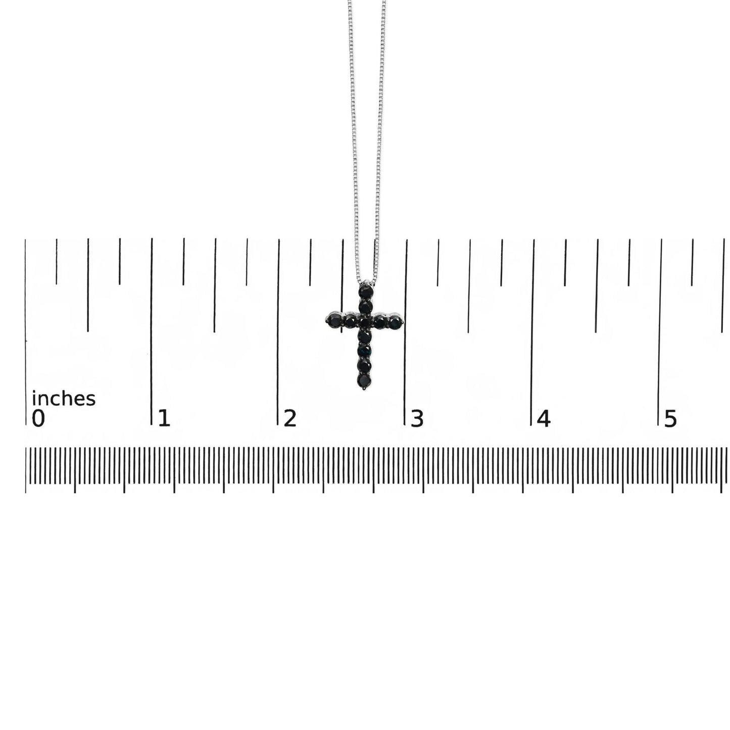 .925 Sterling Silver and Black Rhodium 1.0 Cttw Black Diamond Cross Pendant Necklace (Black Color, I2-I3 Clarity) - 18" Inches-4