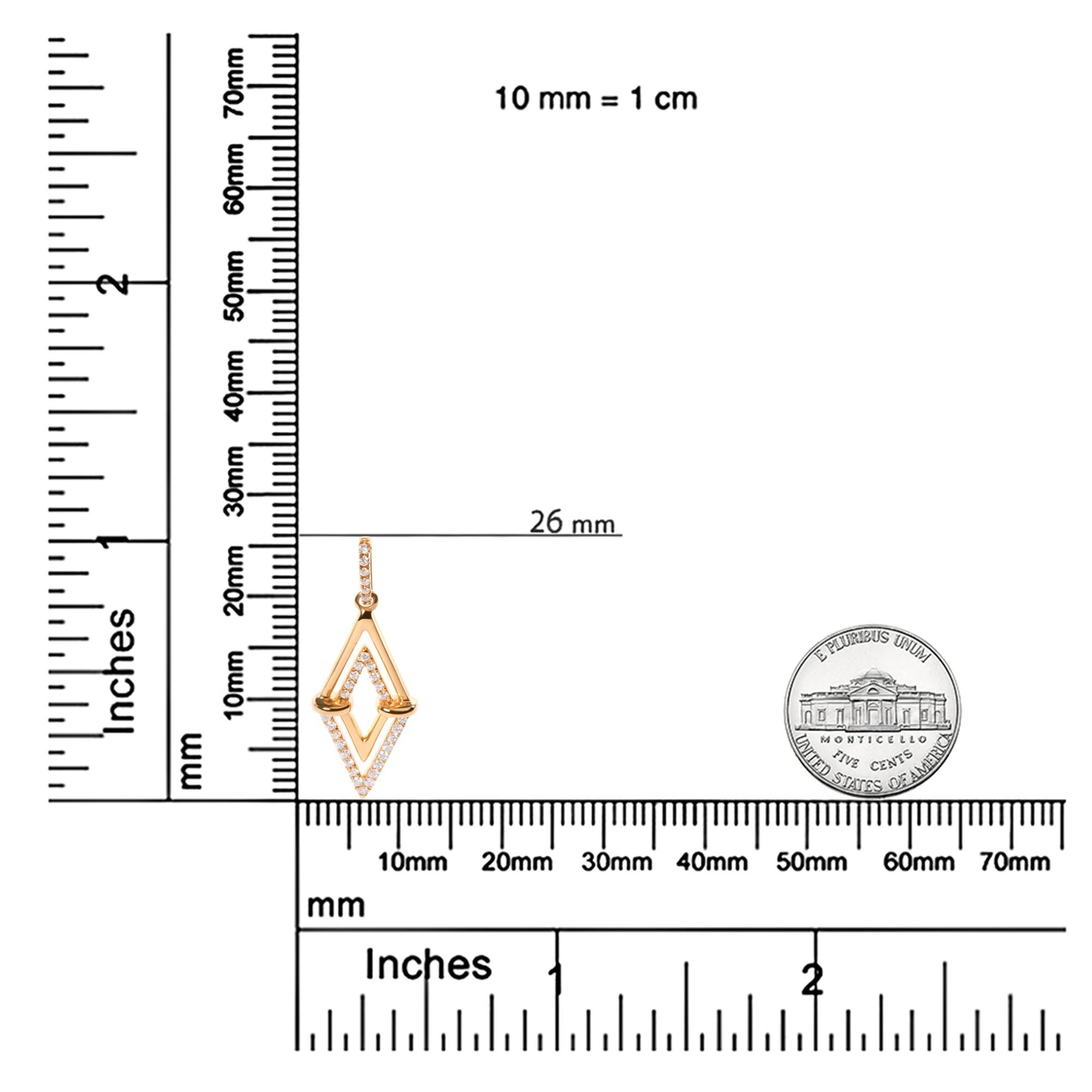 14K Yellow Gold 1/4 Cttw Diamond Double Triangle Geometric 18" Pendant Necklace (G-H Color, SI1-SI2 Clarity)-4