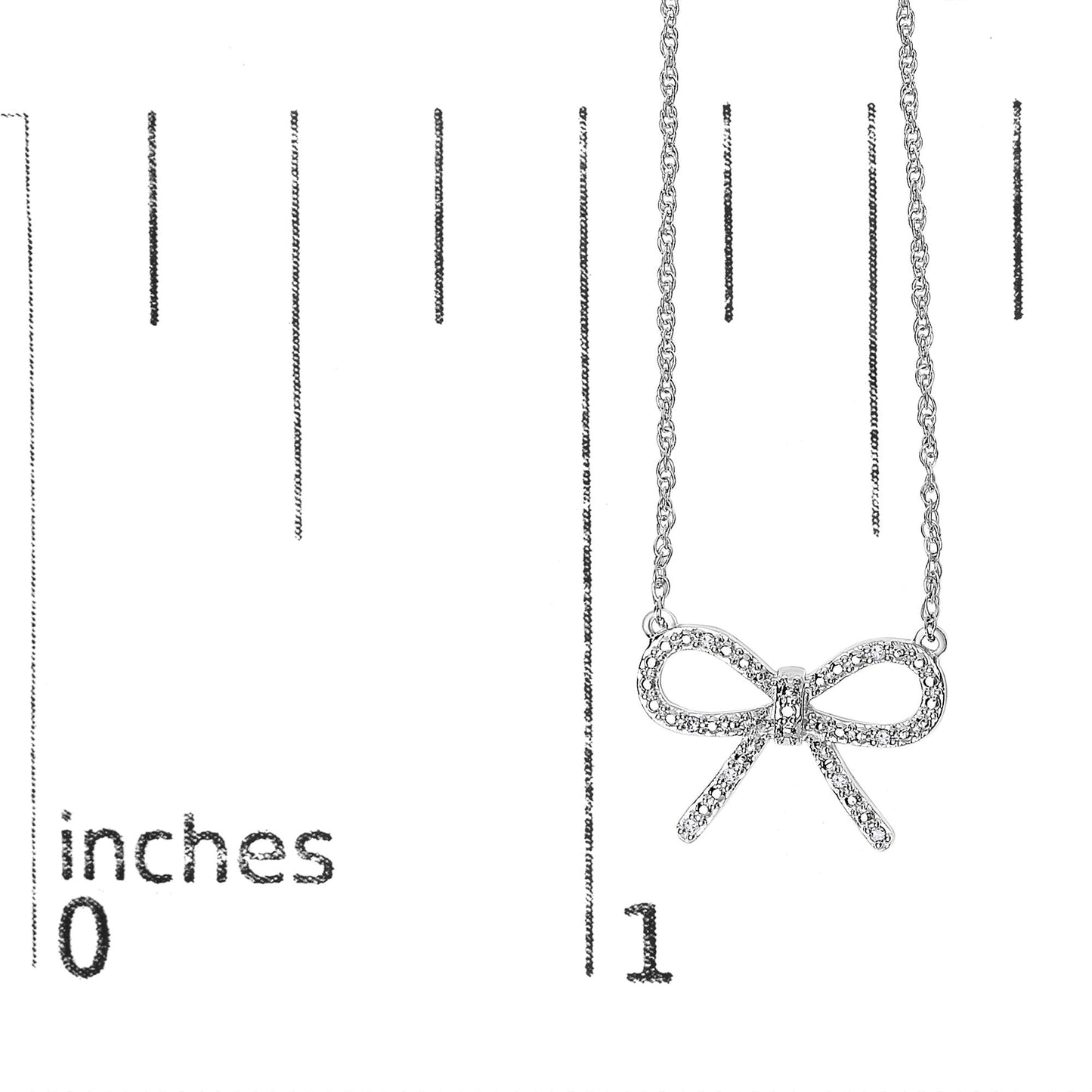 .925 Sterling Silver Diamond Accent Ribbon Bow Knot Pendant Necklace (J-K Color, I2-I3 Clarity) - 18" Inches-4