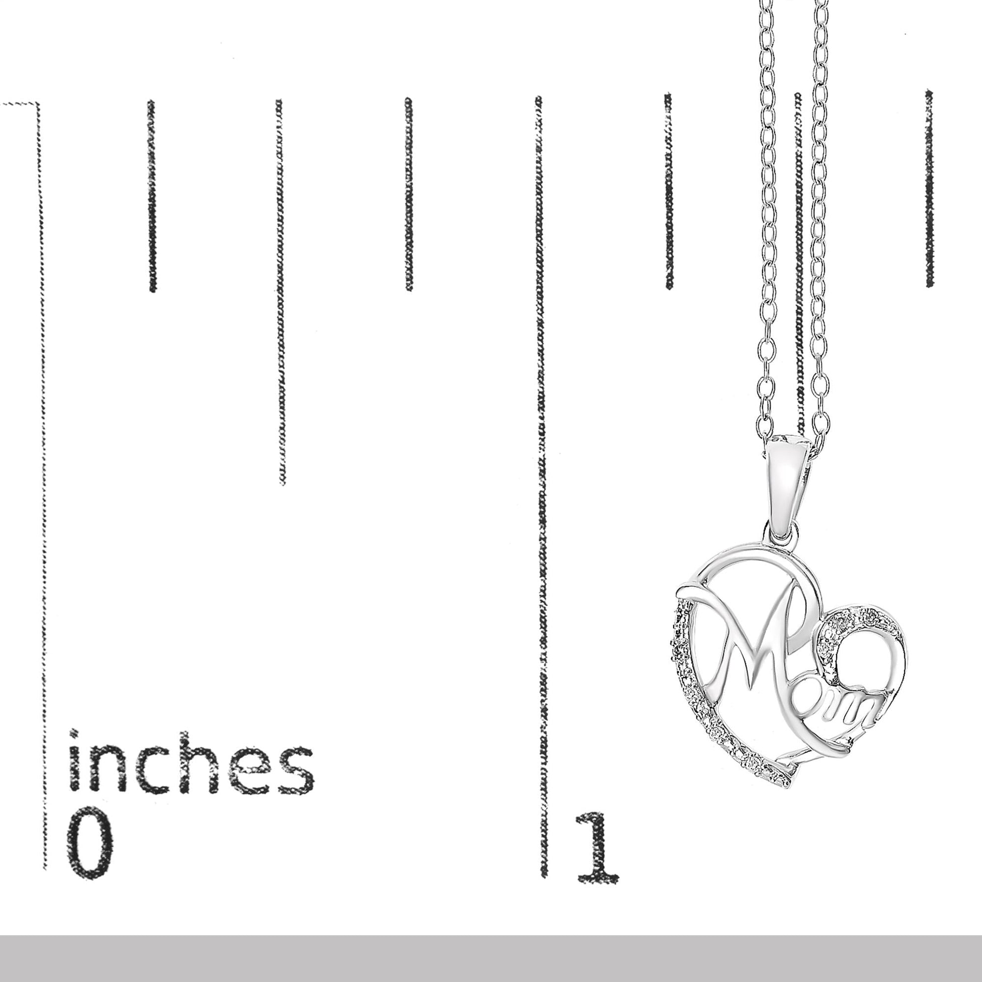 .925 Sterling Silver Cursive Mom Heart Diamond Accent Pendant Necklace (J-K Color, I2-I3 Clarity) - 18" Inches-4