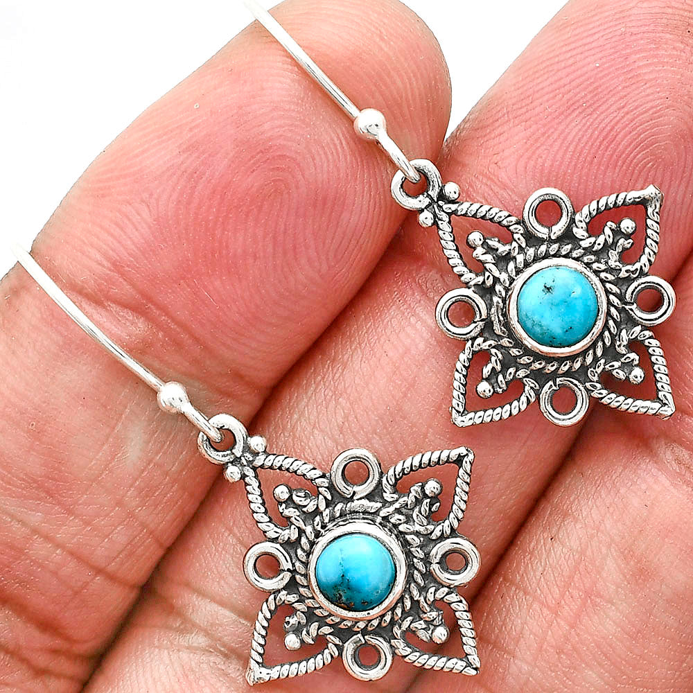 Natural Gemstones Round Shape 925 Sterling Silver Earrings E-1250 AGE1003-2