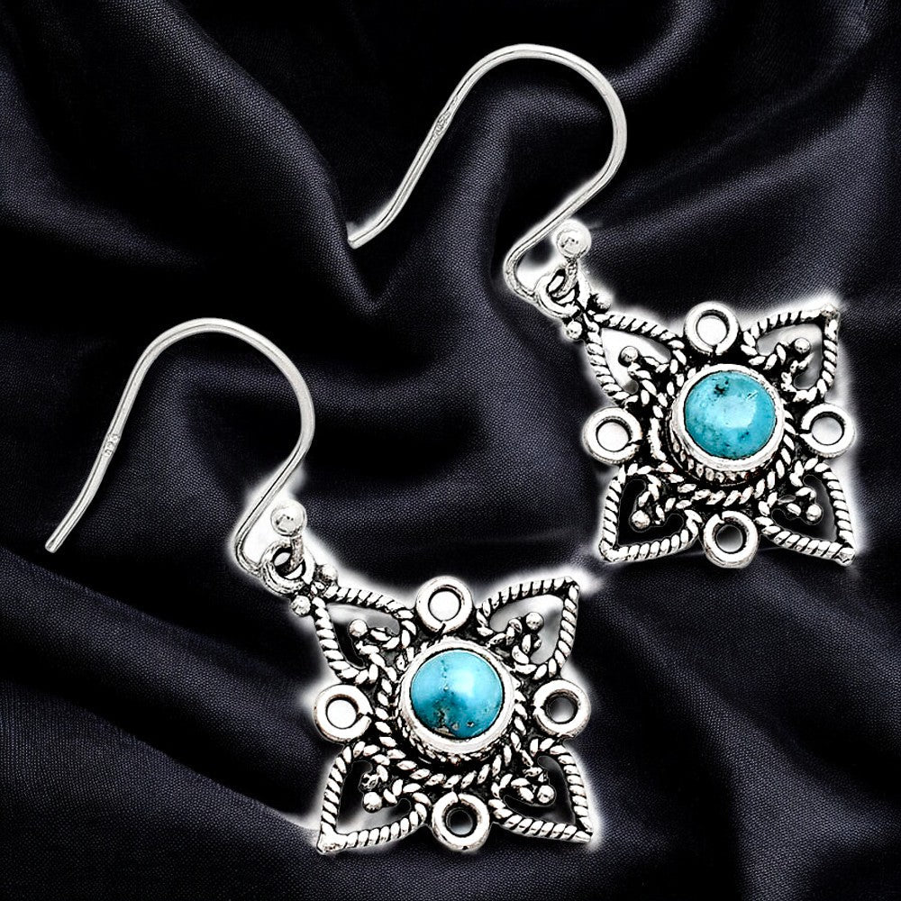 Natural Gemstones Round Shape 925 Sterling Silver Earrings E-1250 AGE1003-4
