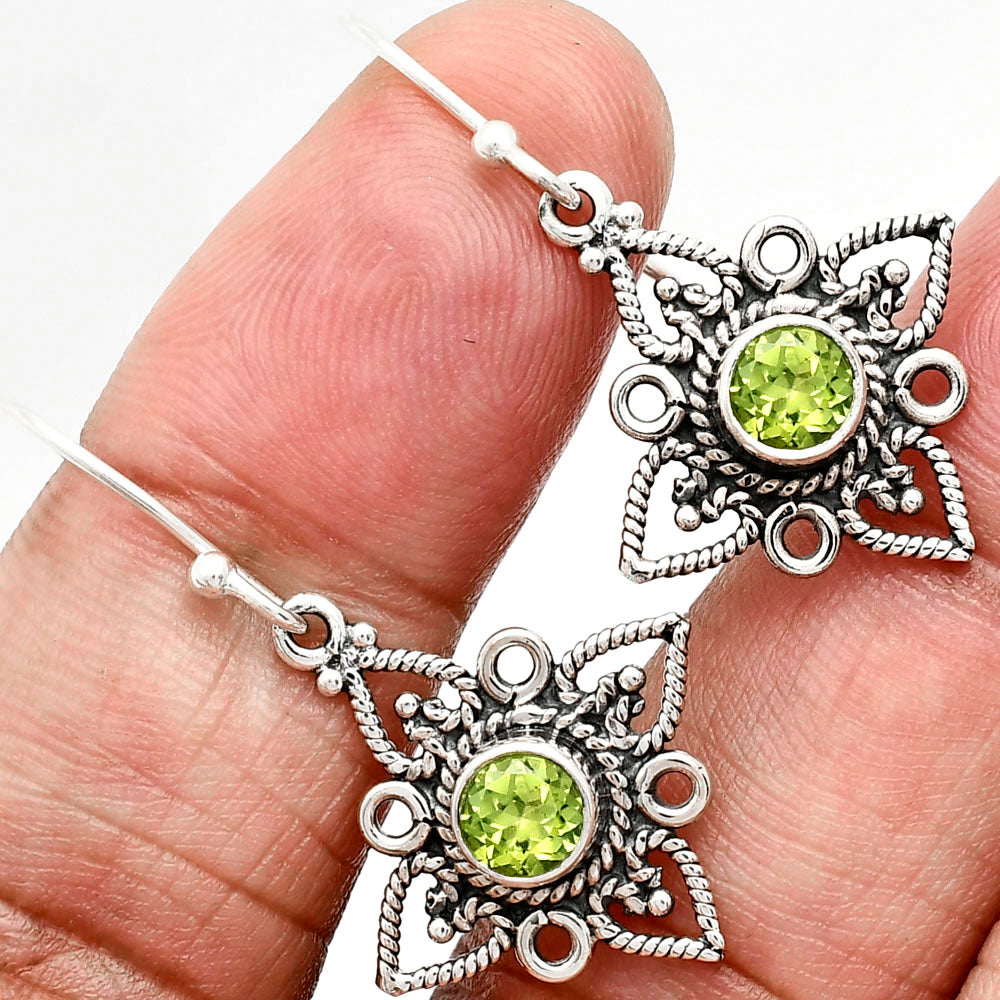 Natural Gemstones Round Shape 925 Sterling Silver Earrings E-1250 AGE1003-6