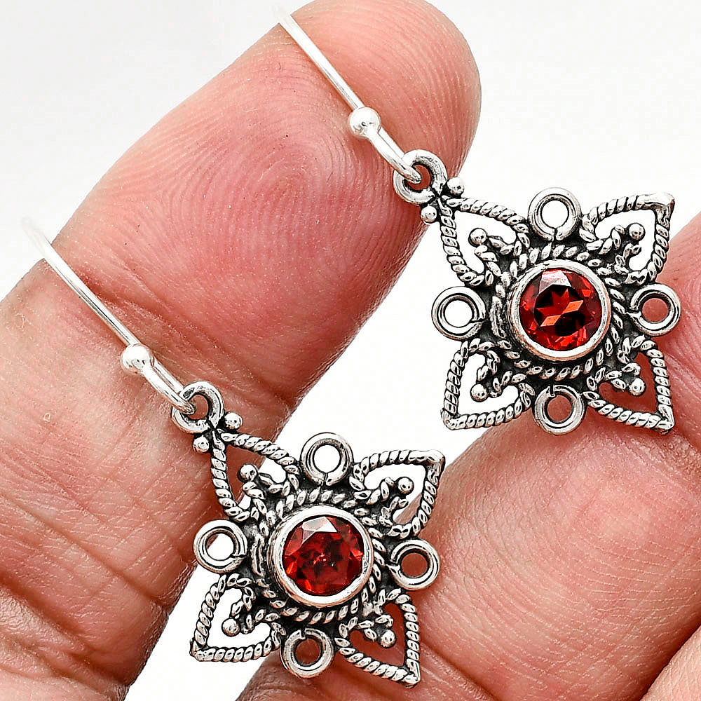 Natural Gemstones Round Shape 925 Sterling Silver Earrings E-1250 AGE1003-8