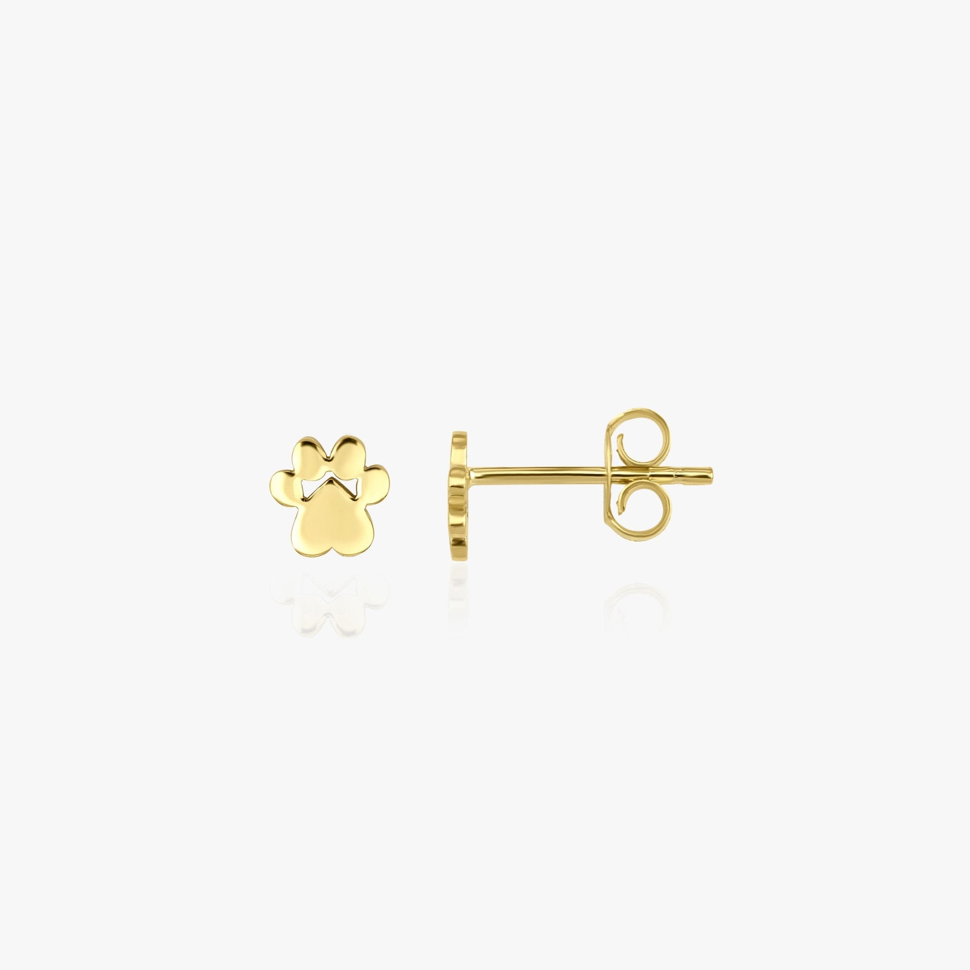 Single Golden Paw Stud in 14K Gold-0