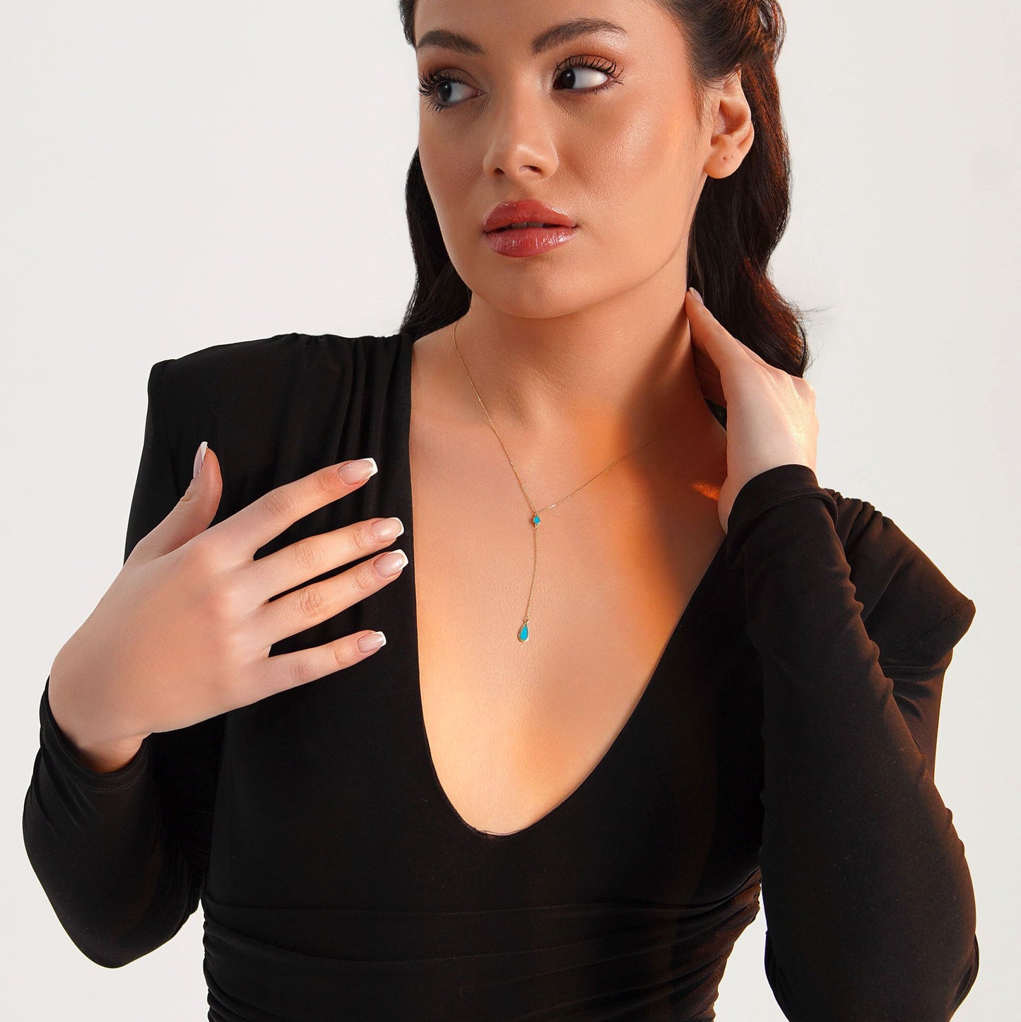 Raindrop Lariat Necklace in 14K Gold-1