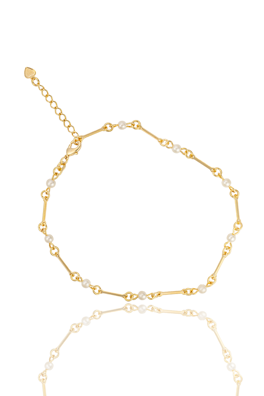 Pearl Bar Chain Anklet (F251A/I127/E223)-0