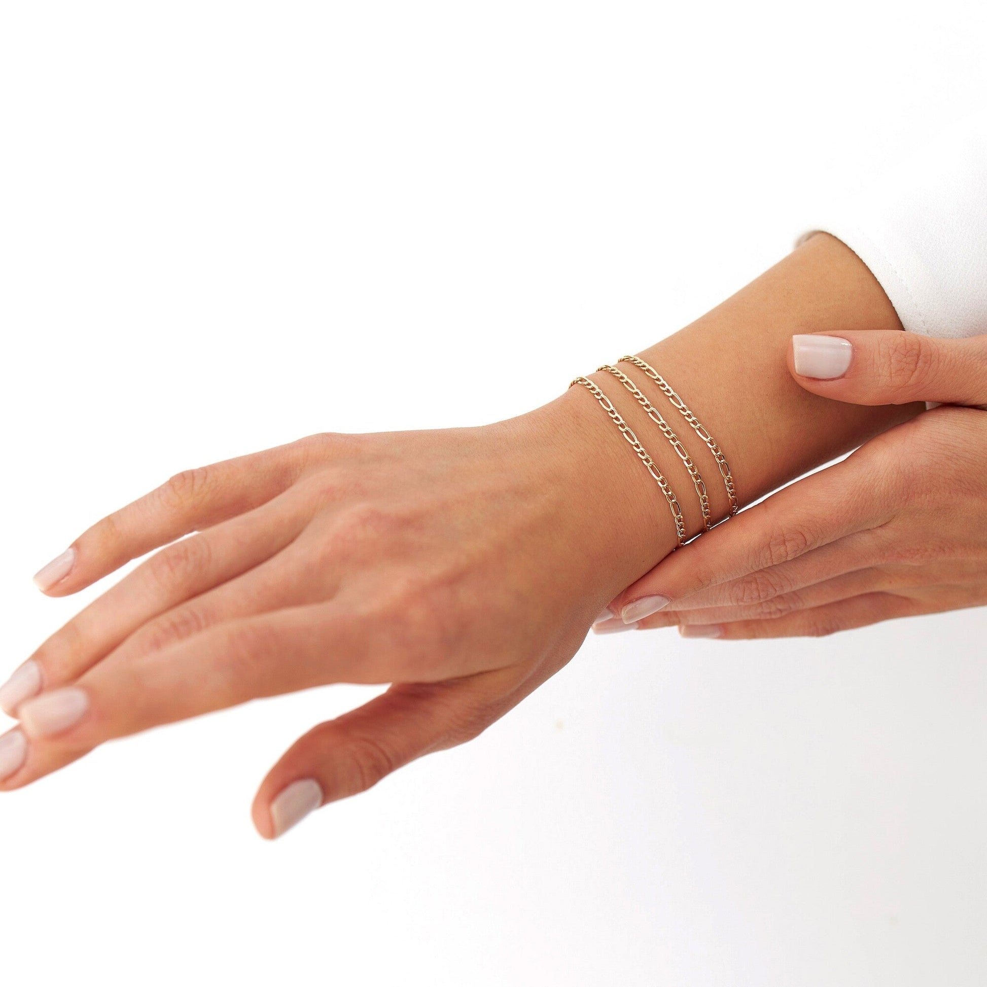 Dainty Figaro Chain Bracelet in 14K Gold-2