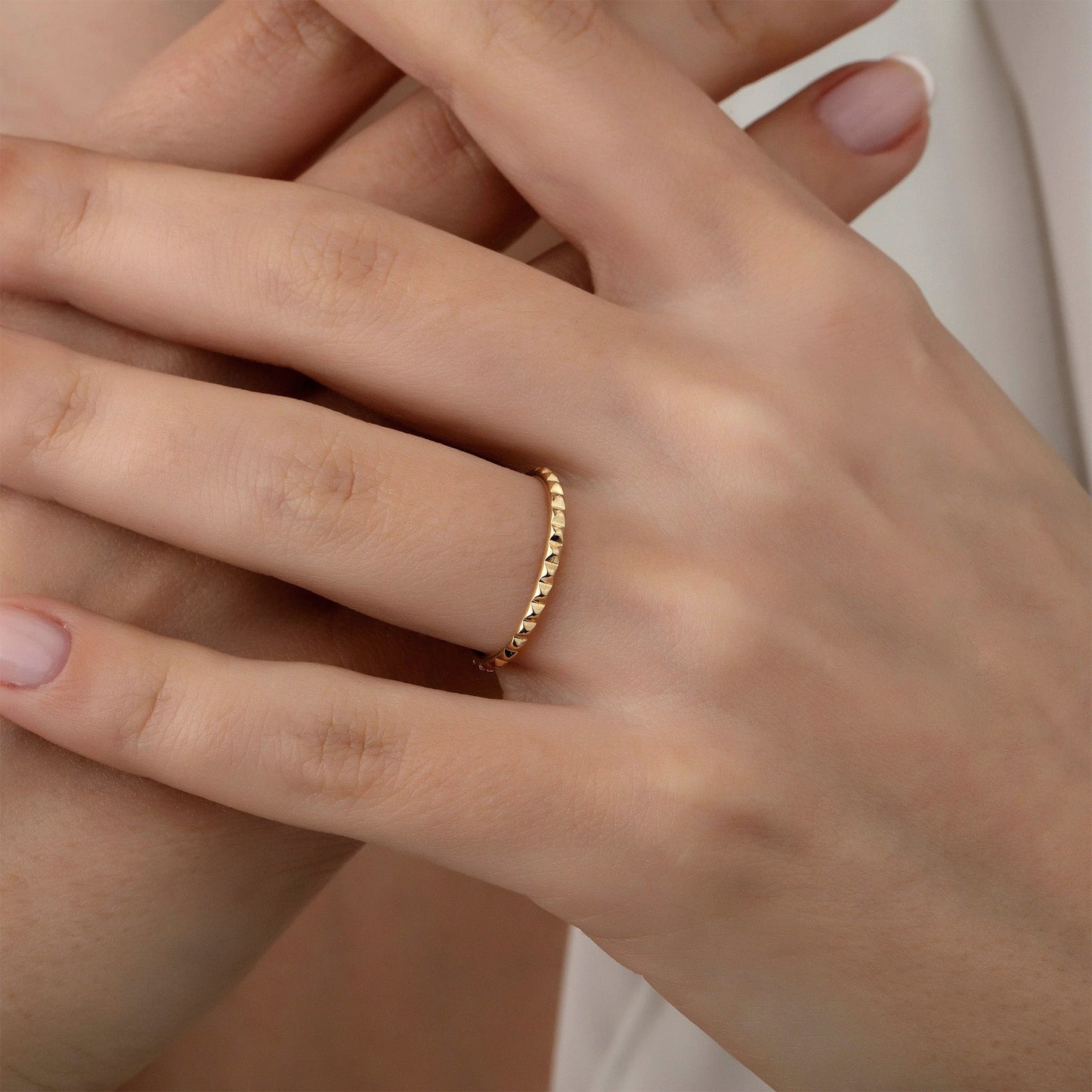 Mini Pyramid Ring in 14K Gold-1