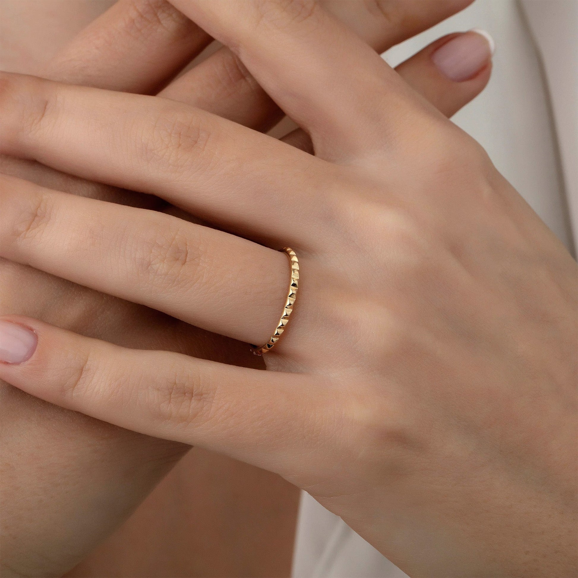 Mini Pyramid Ring in 14K Gold-1