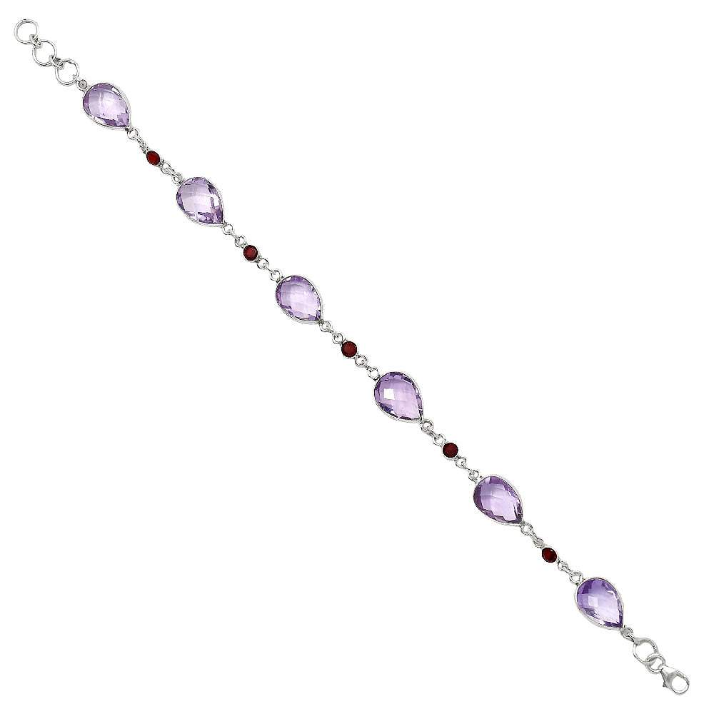 Amethyst Checker Briolette & Garnet Bracelet B-1006 SDB5054-2
