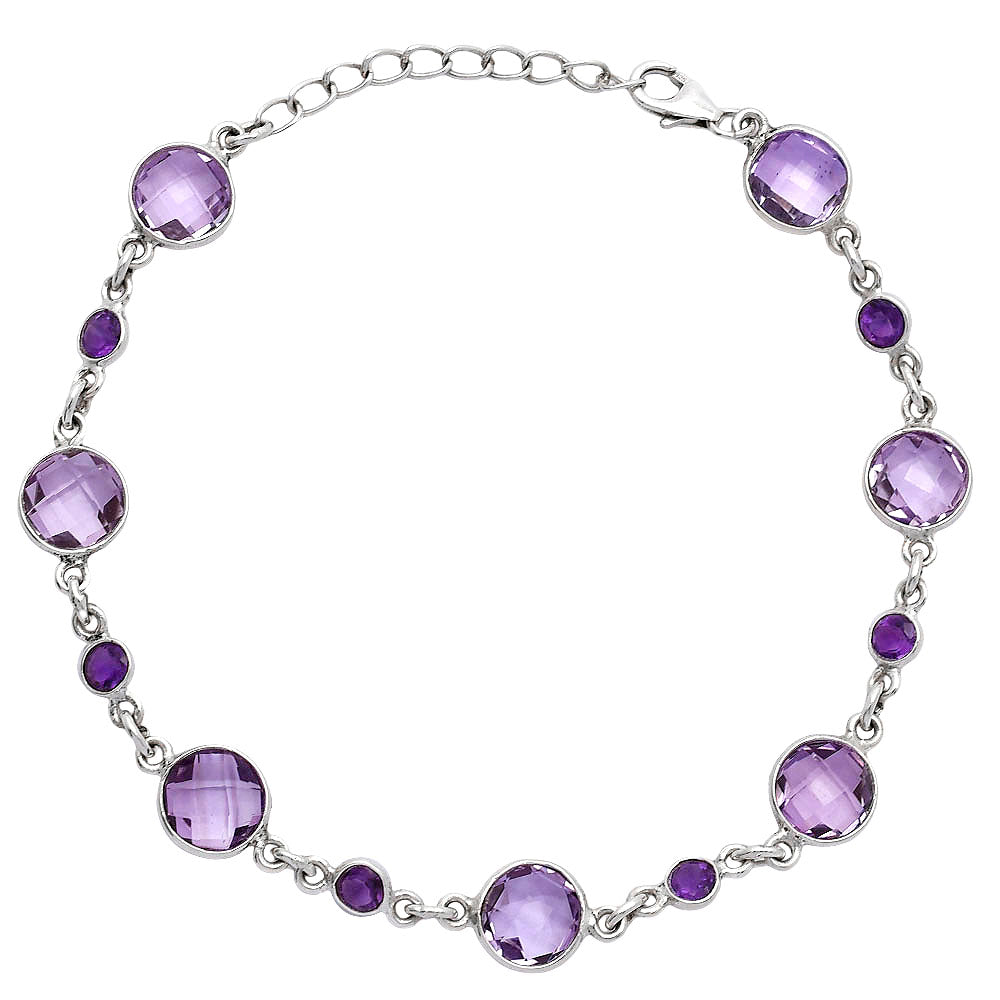 Amethyst Checker Briolette - Brazil Bracelet B-1006 SDB5304-0