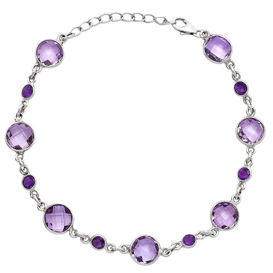 Amethyst Checker Briolette - Brazil Bracelet B-1006 SDB5304-0