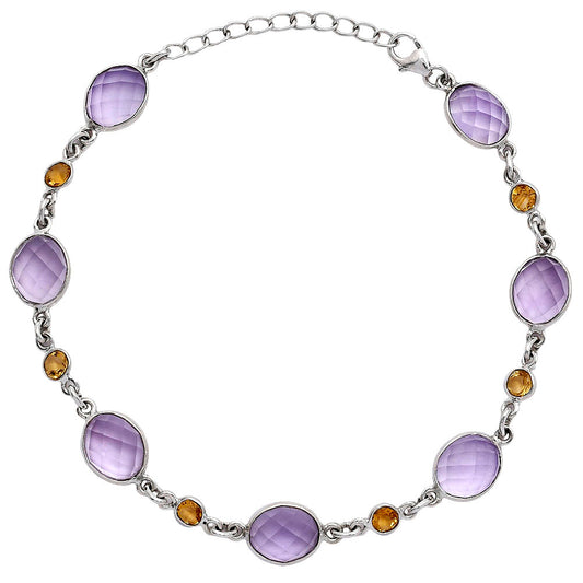 Amethyst Checker - Brazil & Citrine Bracelet B-1006 SDB5314-0