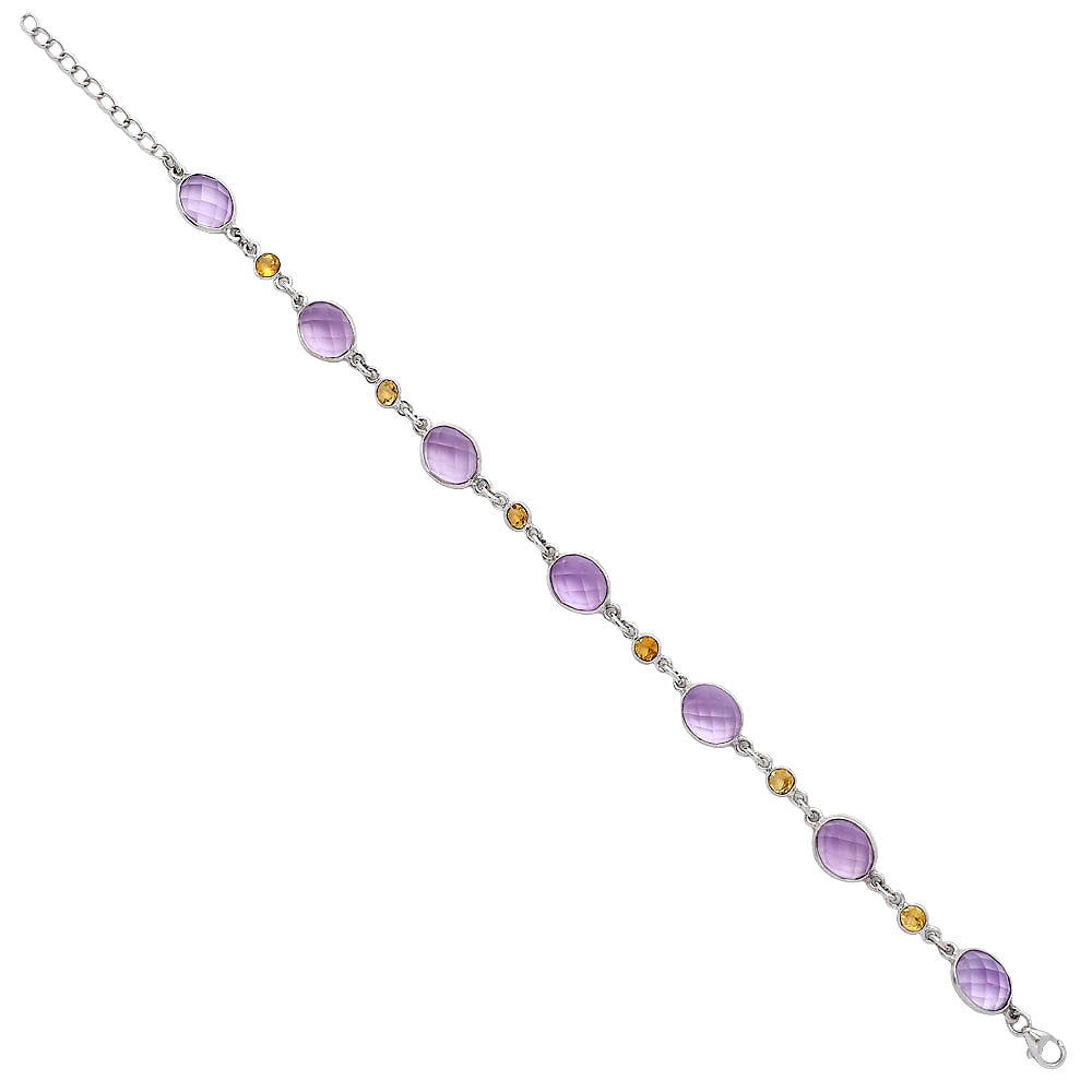 Amethyst Checker - Brazil & Citrine Bracelet B-1006 SDB5314-2