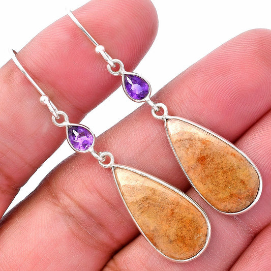 Natural Red Moss Agate & Amethyst Earrings E-1002 SDE80668-0