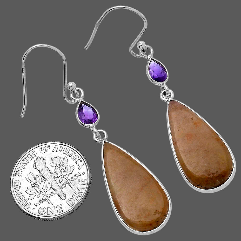 Natural Red Moss Agate & Amethyst Earrings E-1002 SDE80668-2