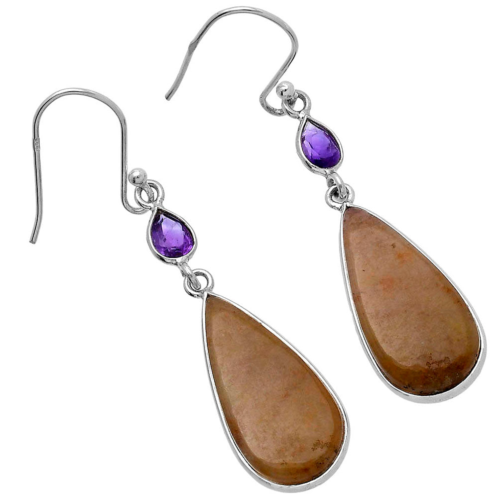Natural Red Moss Agate & Amethyst Earrings E-1002 SDE80668-1