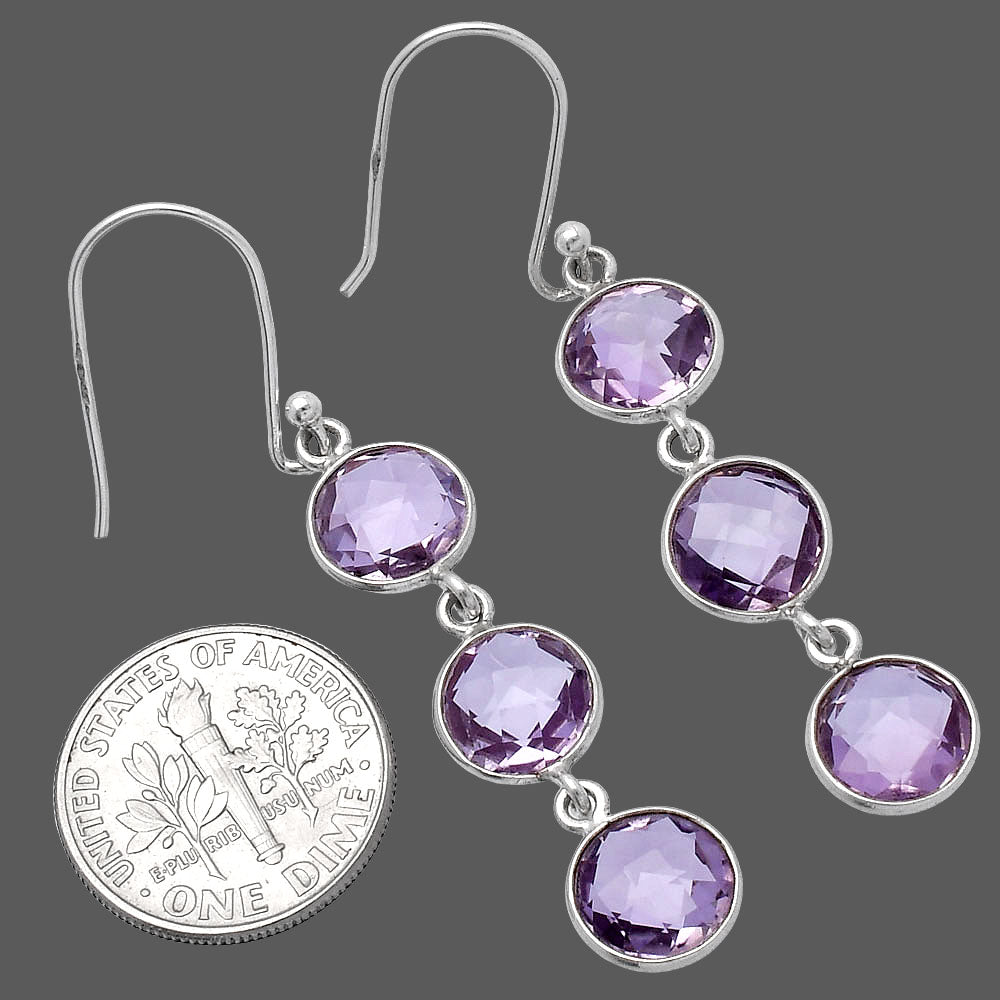 Amethyst Briolette Checker - Brazil Earrings E-1007 SDE80981-2