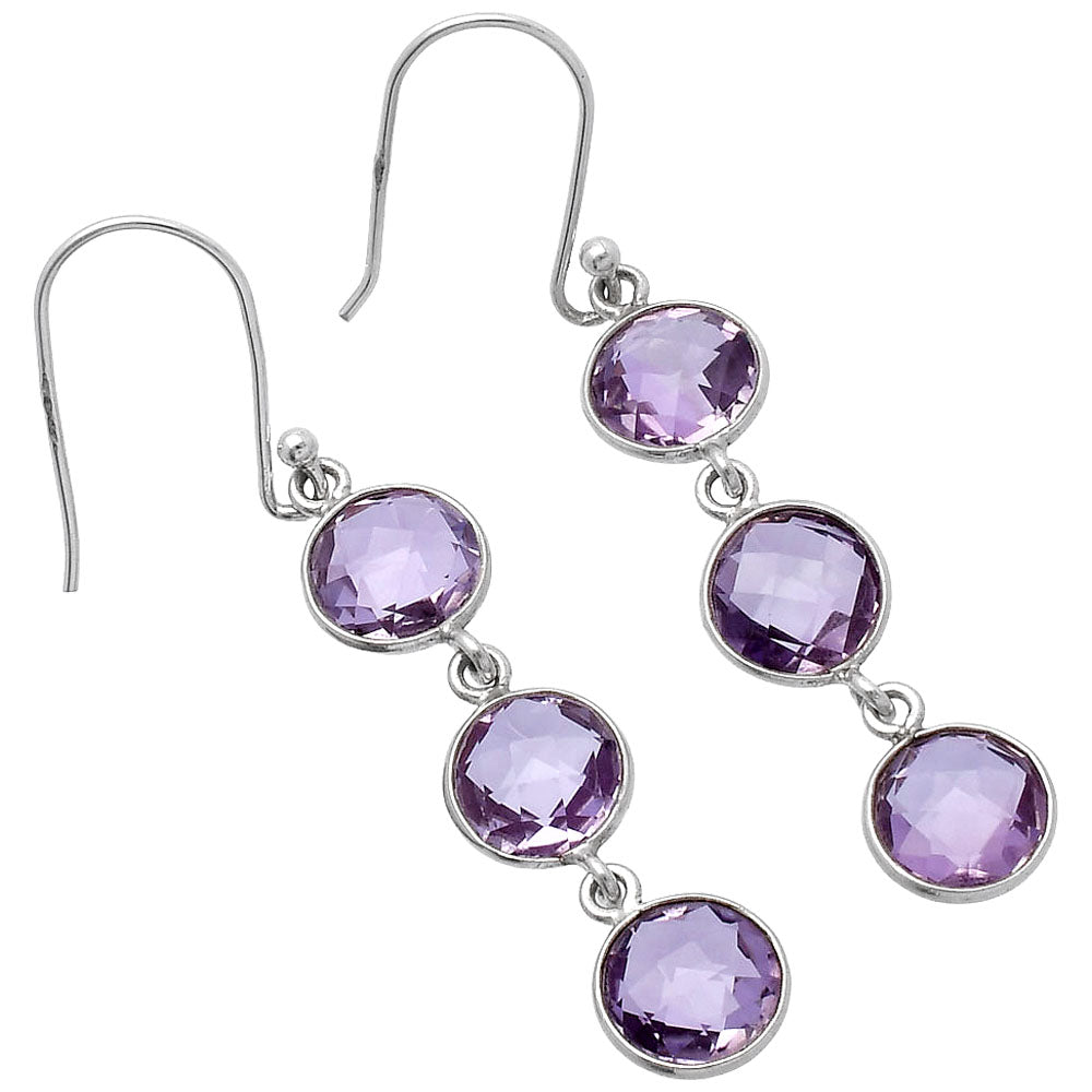 Amethyst Briolette Checker - Brazil Earrings E-1007 SDE80981-1