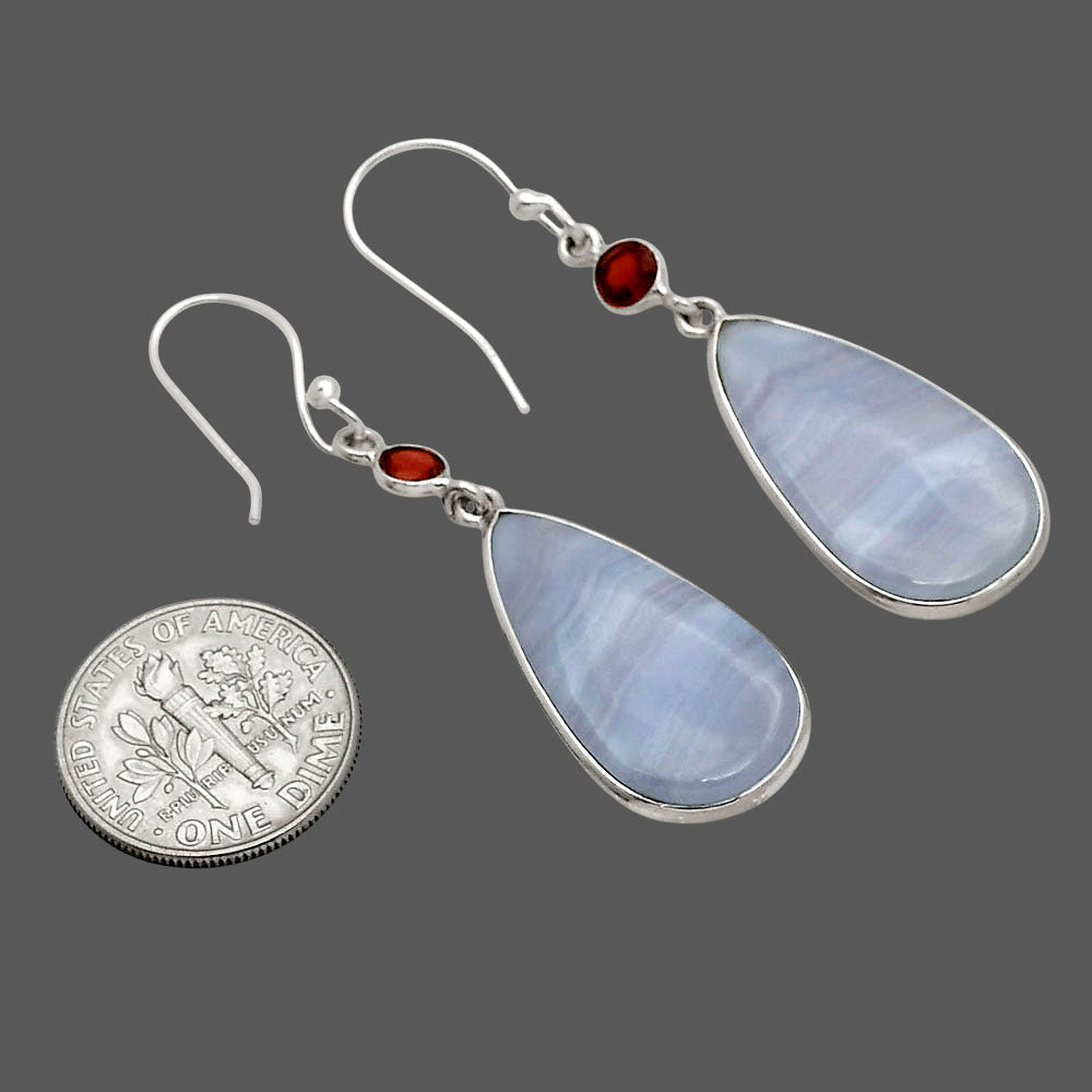 Blue Lace Agate and Garnet Earrings E-1002 SDE90277-1