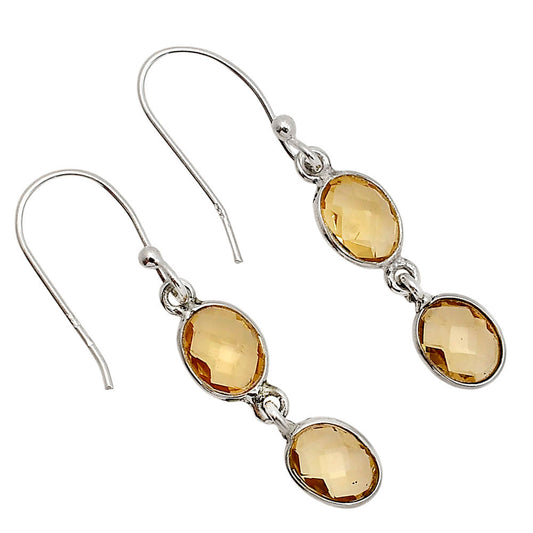 Citrine Checker Briolette Earrings E-1006 SDE90811-0