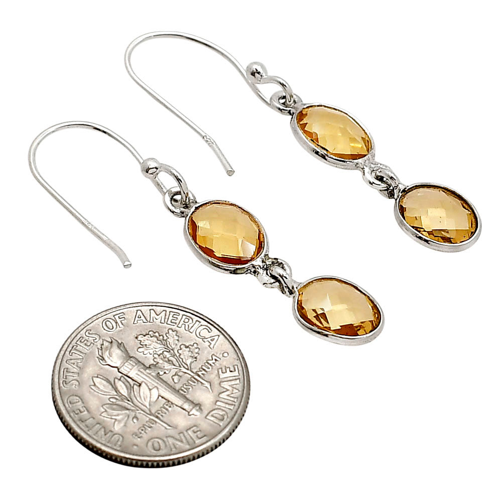 Citrine Checker Briolette Earrings E-1006 SDE90811-1