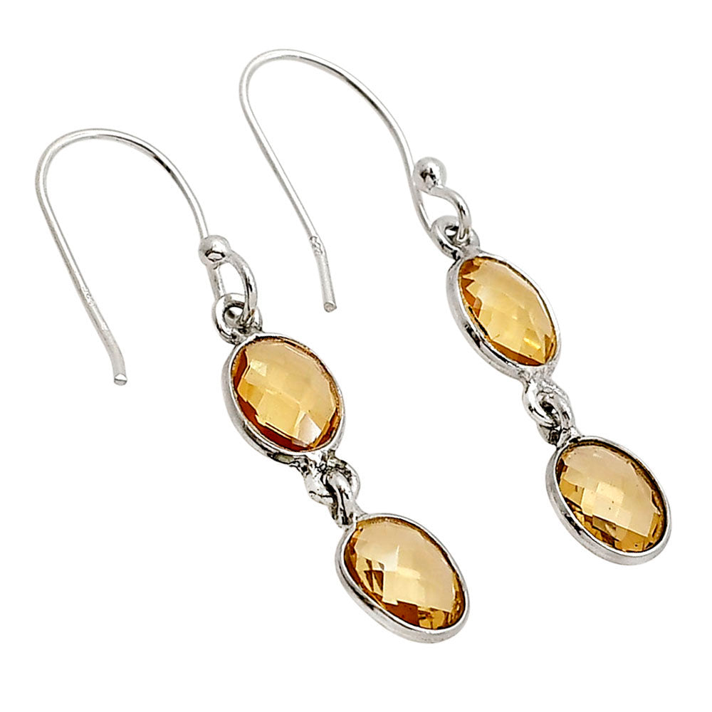 Citrine Checker Briolette Earrings E-1006 SDE90811-2