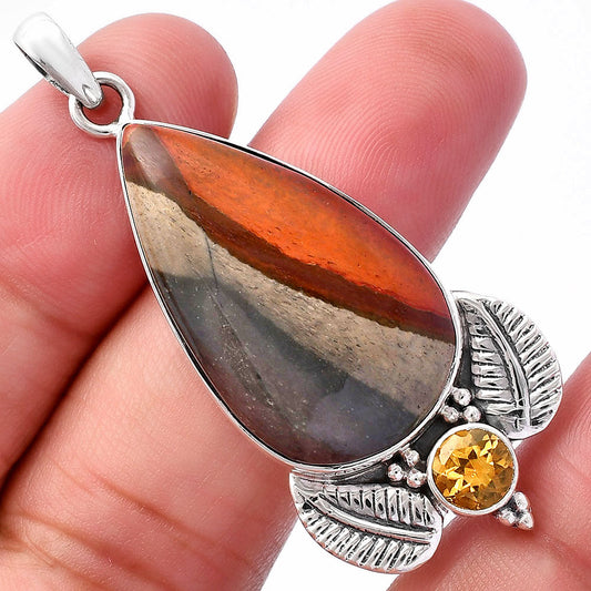 Natural Polygram Jasper & Citrine Pendant P-1127 SDP145919-0