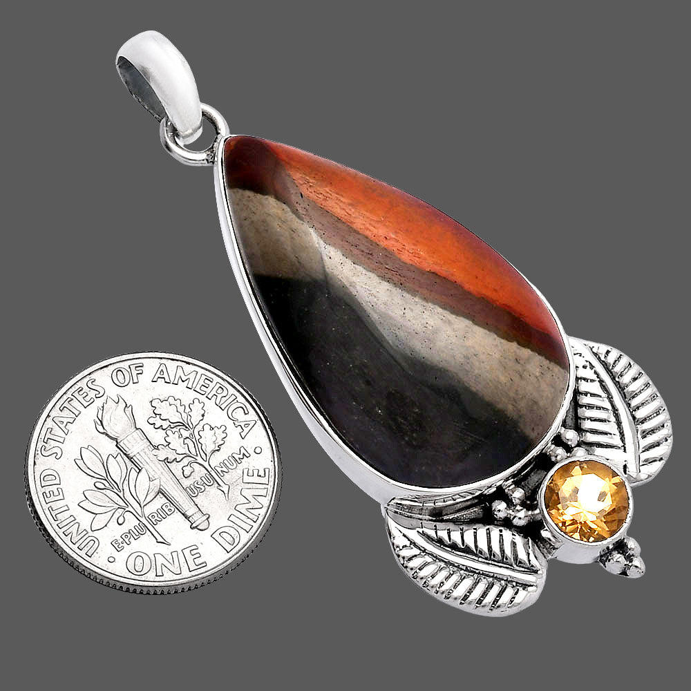 Natural Polygram Jasper & Citrine Pendant P-1127 SDP145919-2